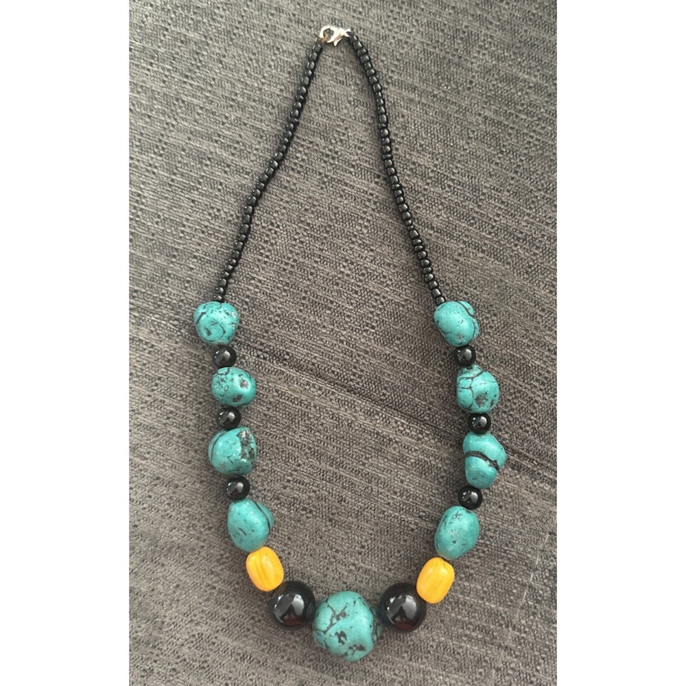 Turquoise Nuggets and Beads Southwestern Necklace 19‎ Inches